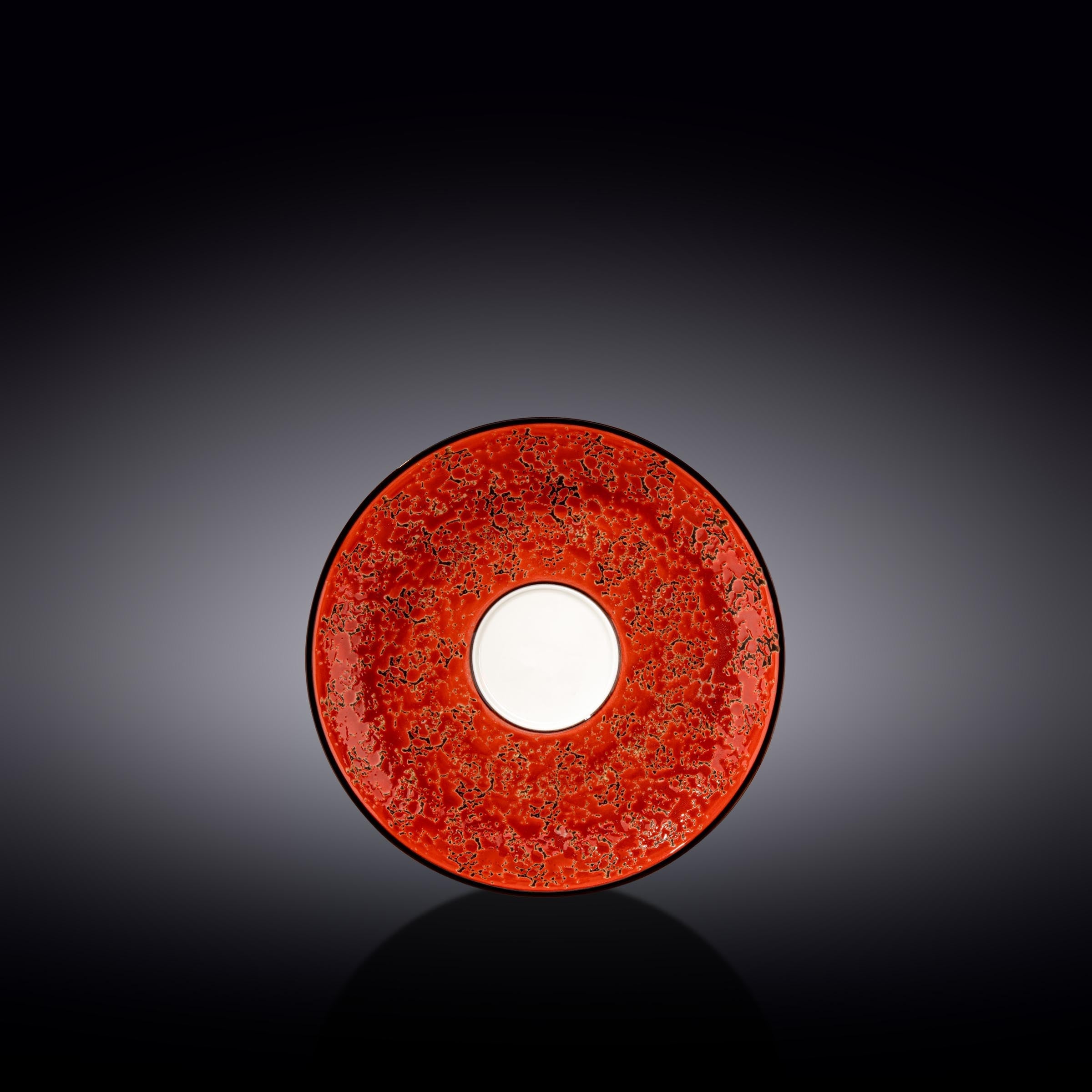 Set Of 6 Red Porcelain Saucer 6" inch | 15 CM