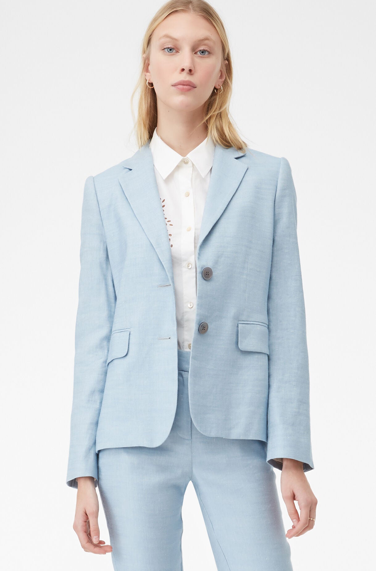 Rebecca Taylor | Tailored Twill Suiting Jacket in Washed Blue | Rebecca ...