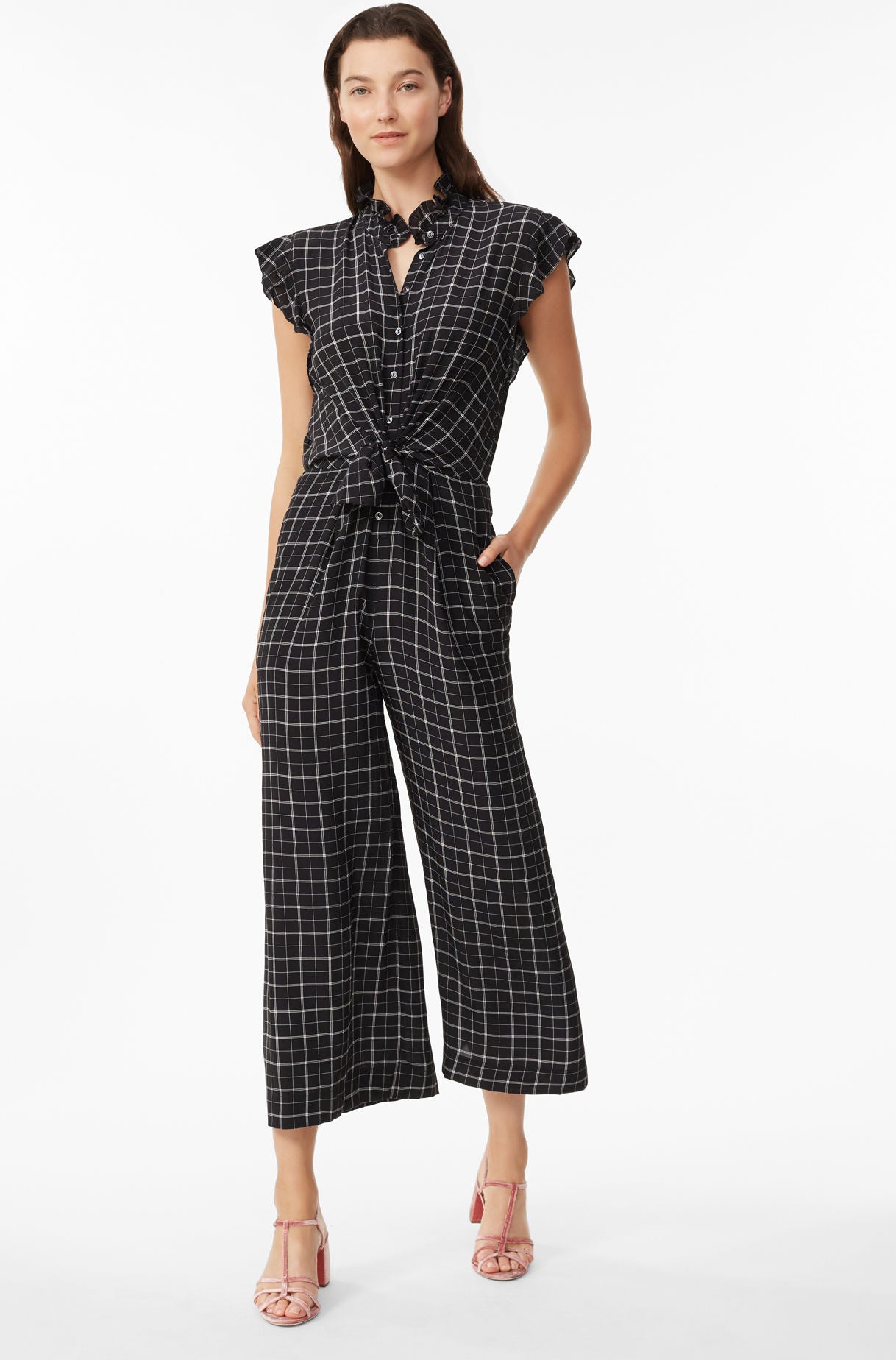 rebecca taylor plaid silk jumpsuit