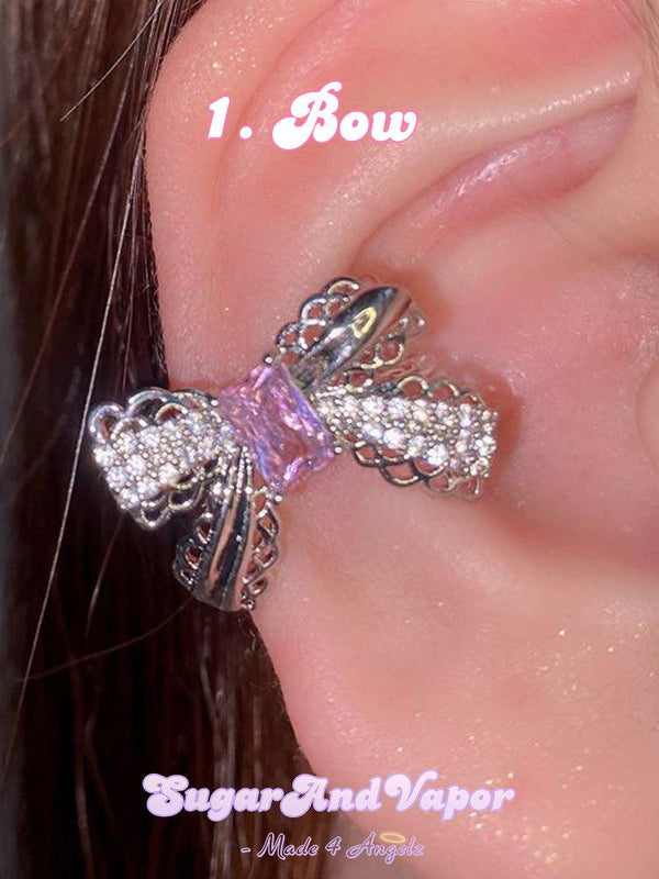 Adella Dreamy Pink Stones Ear Cuffs-EARRINGS-Artemis greece