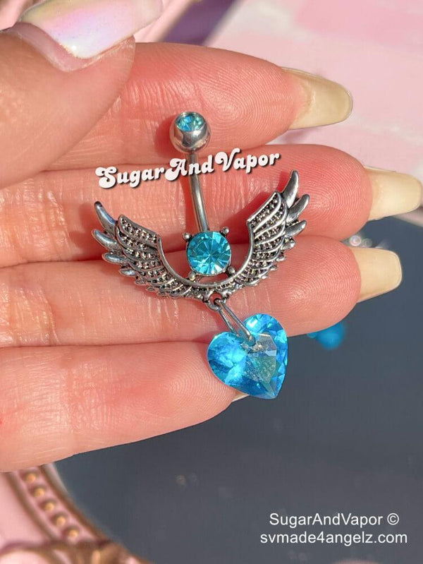 Sparkly Angel Wing Heart Belly Button Ring Y2k 2000s Body -   Belly  button piercing jewelry, Belly piercing jewelry, Body jewelry piercing