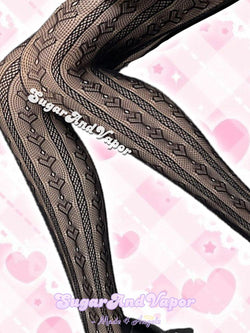 Cassia Heart Lace Fishnet Tights-SOCKS & TIGHTS-Artemis greece