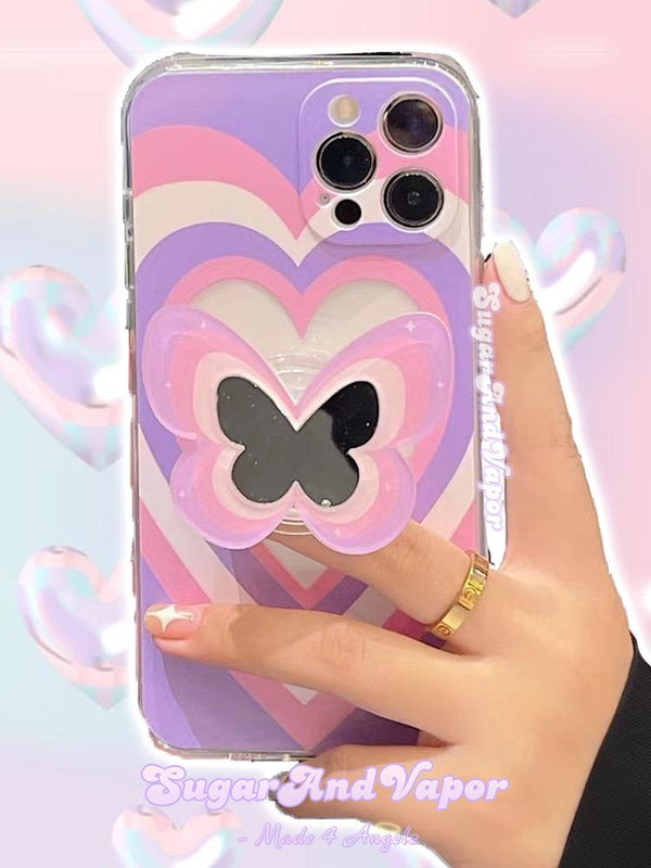 Cute Heart iPhone Case with Butterfly Holder-Phone Case-Artemis greece