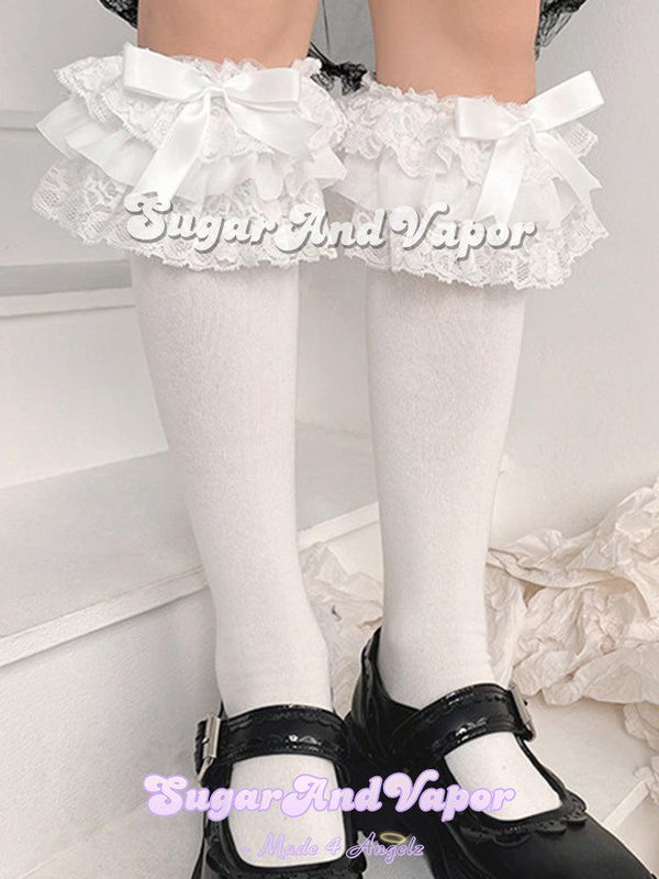 Eirlia Bows Lolita Knee-High Socks-SOCKS & TIGHTS-Artemis greece