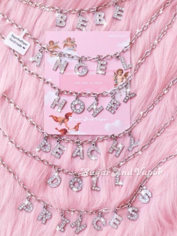 Girly Rhinestone Words Choker Necklace-NECKLACES-Artemis greece