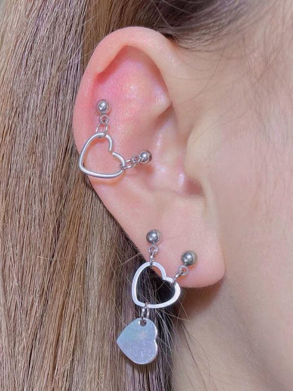 Metal Hearts Cartilage Tragus Earrings Set-EARRINGS-Artemis greece