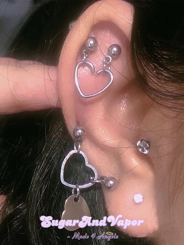 Metal Hearts Cartilage Tragus Earrings Set-EARRINGS-Artemis greece