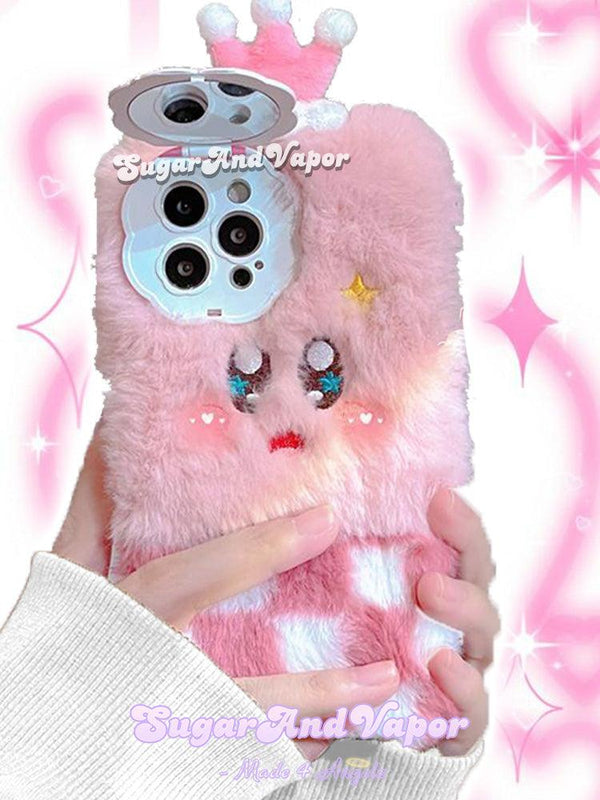 Pink Kirby Fleecy iPhone Case-Phone Case-Artemis greece