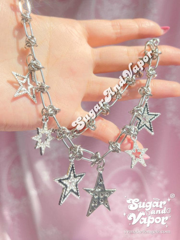 Y2K Twinkle Stars Stainless Steel Choker-NECKLACES-Artemis greece