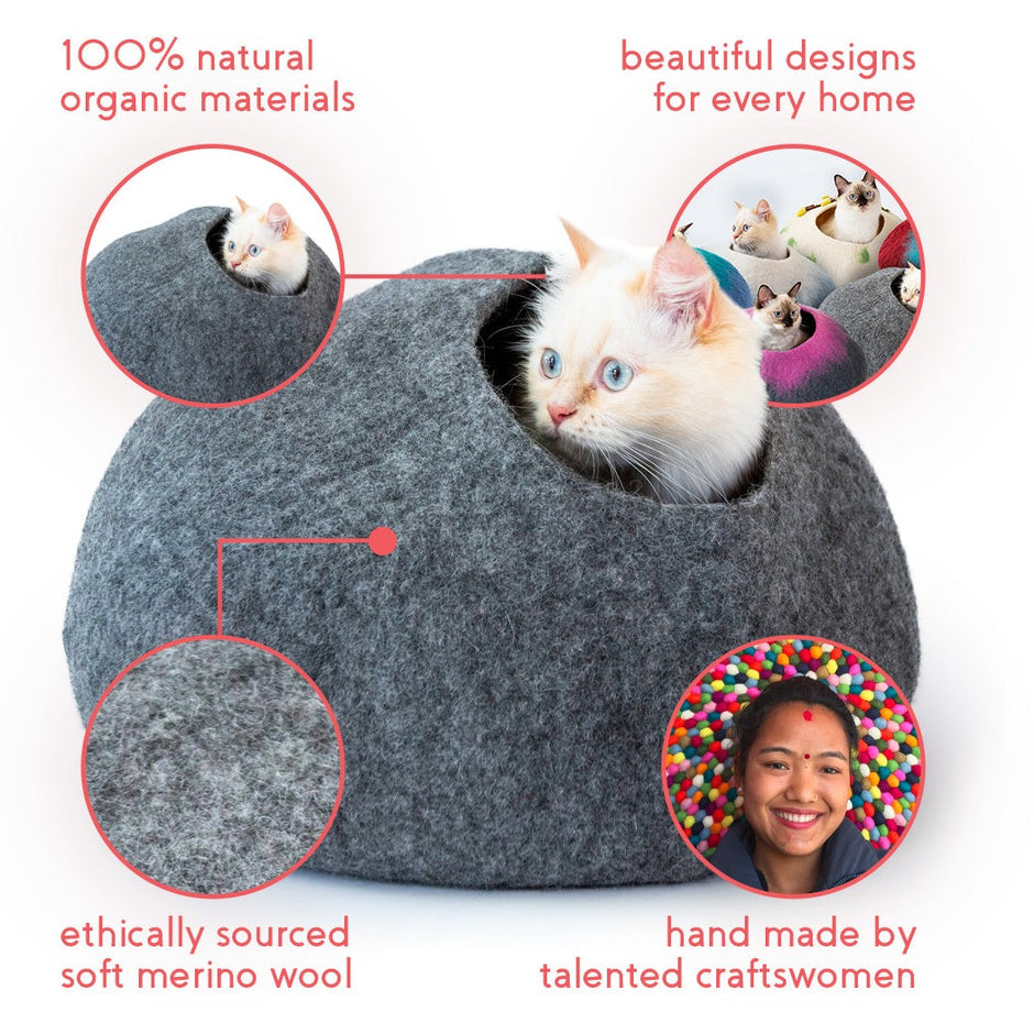 Cat Cave Co - Luxury Felted Wool Hand Made Cat Beds