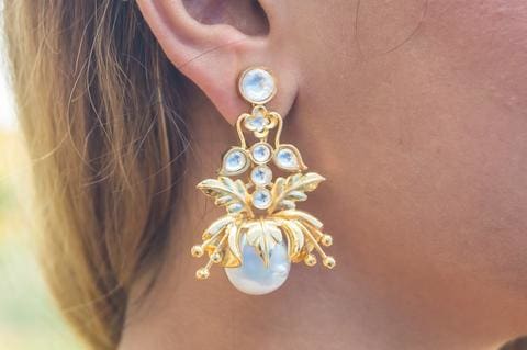 Golden Orchid Vintage Earrings