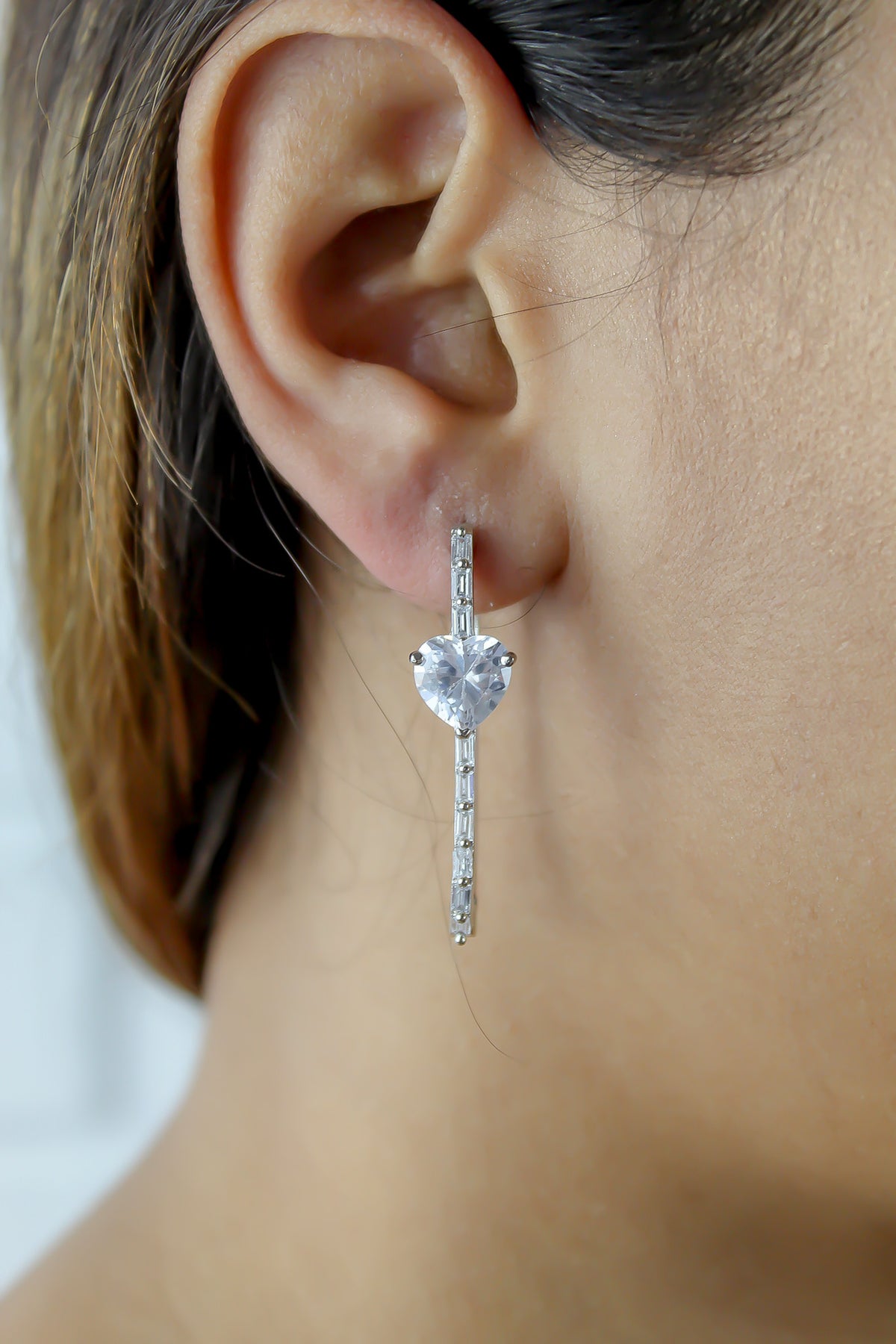 Earrings for brides with white zircons