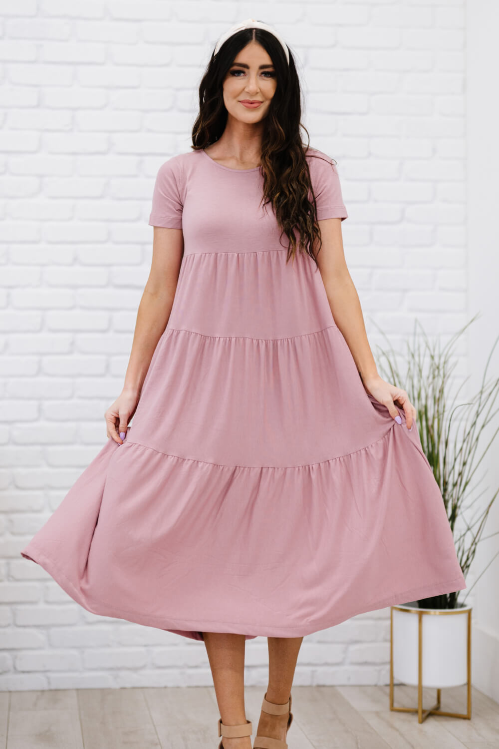 Zenana First Impressions Full Size Tiered Midi Dress