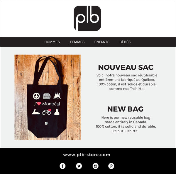 PLB Design Nouvelles Nouveautés Email Infolettre