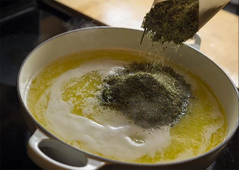 Making cannabutter from My Recipes.com