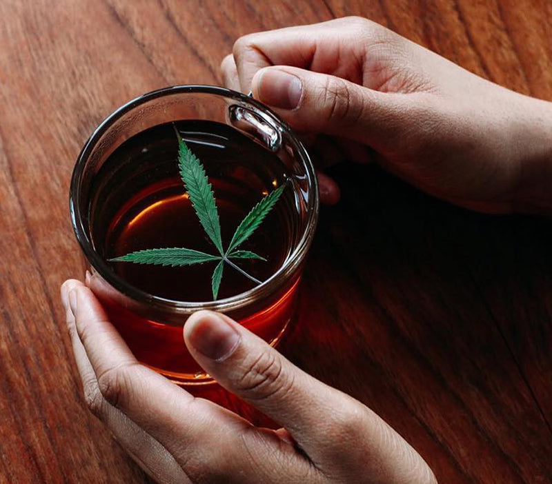 Pot leaf in tea, image from ECS Health Systems on Instagram