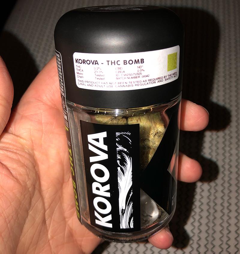 (THC Bomb in provisioning center jar, image from Justin Smokes Dank on Instagram)