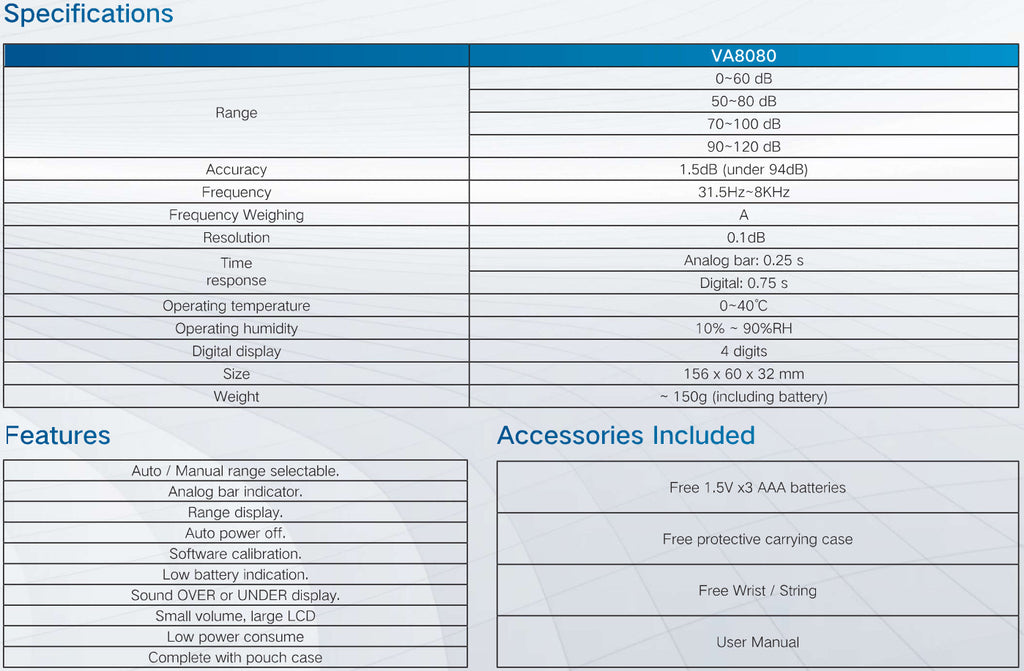 VA8080 Sound Level Meter