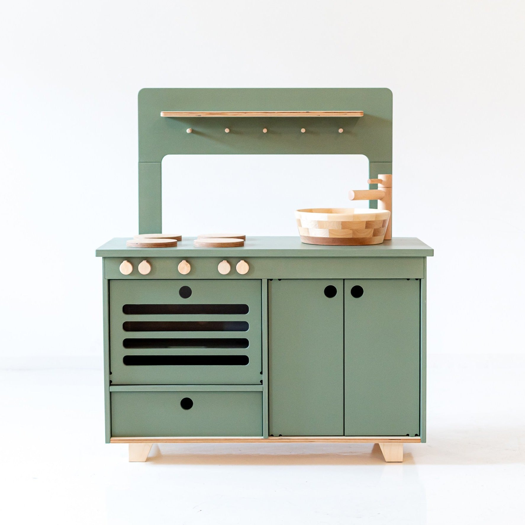 MIDMINI Montessori Wooden Play Kitchen - Natural
