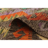 Flat-weave Sivas Grey, Purple Wool Soft Kilim