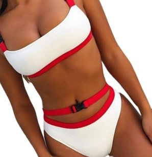 red bikini with white trim