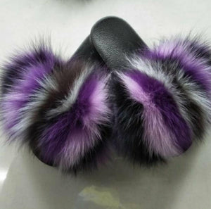 purple fluffy slides