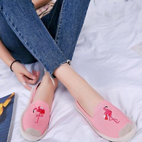 lungebetændelse sagde Skadelig Womens Embroidered Espadrilles Flamingo Shoes – The Flamingo Shop