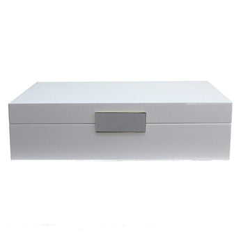 Large White Storage Box - Silver Trim - 8x10.75