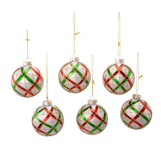 Kurt Adler Ornaments For Christmas Tree, Silver/Black Jeweled Glass Balls,  80 MM Diameter, 6 Piece - Esbenshades