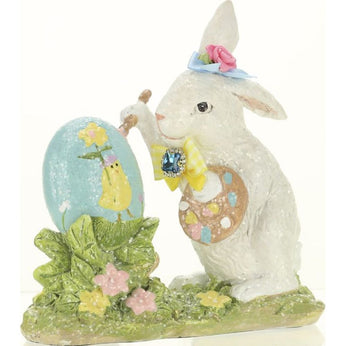 Mark Roberts Easter Shabby Chic Resting Rabbit with Bow Flower 12 Inch  Figurine