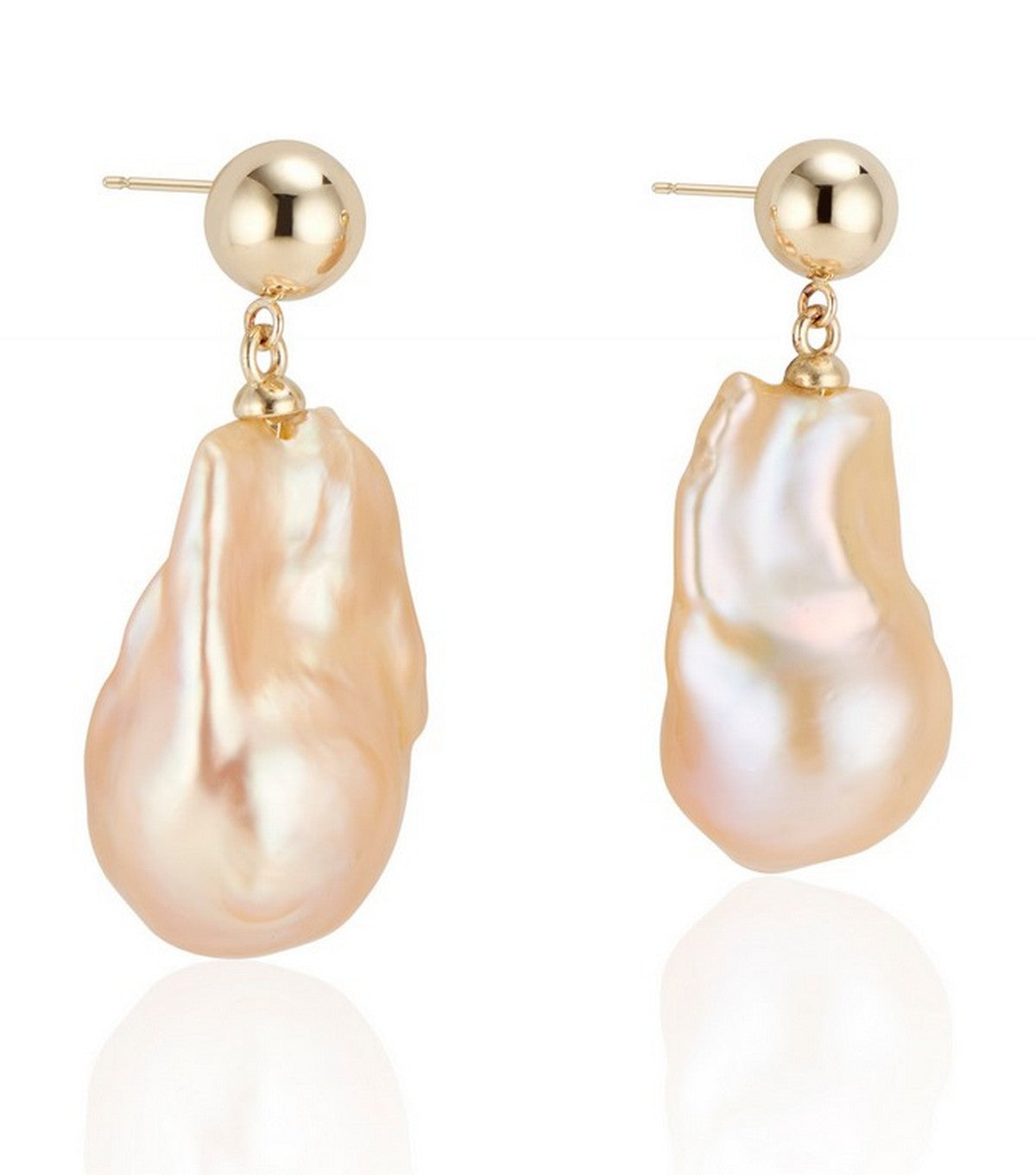 14k Yellow Gold Double Bubble Baroque Pearl Earrings | Thomas Laine Jewelry