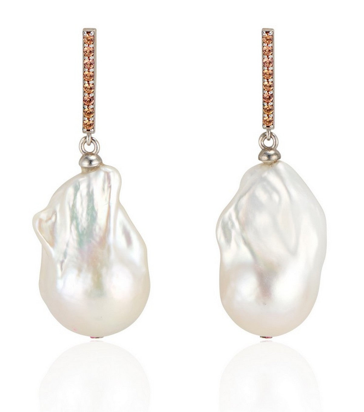 14kt Blue Topaz Baroque Pearl Drop Earrings