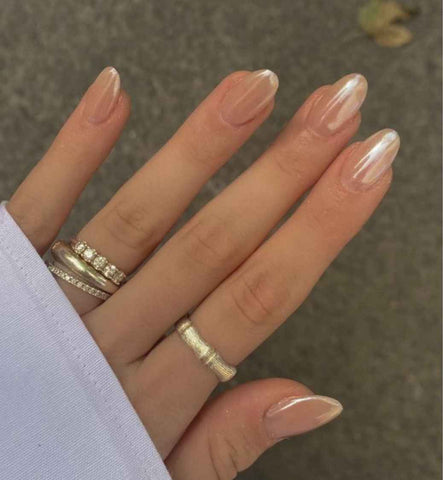 wedding nails, Hailey Beiber nails, glazed donut nails, UKLASH