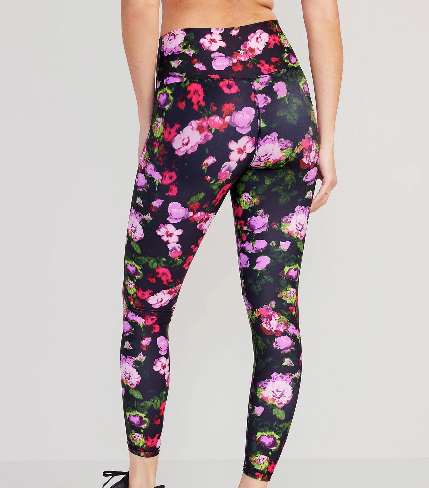 Old Navy High-Waisted PowerSoft 7/8-Length Leggings for Women Black Gray  Floral