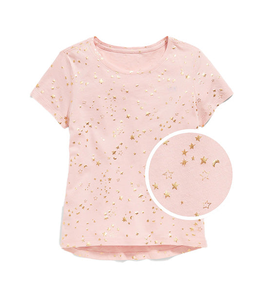 Old Navy Kids Softest Short-Sleeve Heart-Pocket T-Shirt for Girls Blush Hue