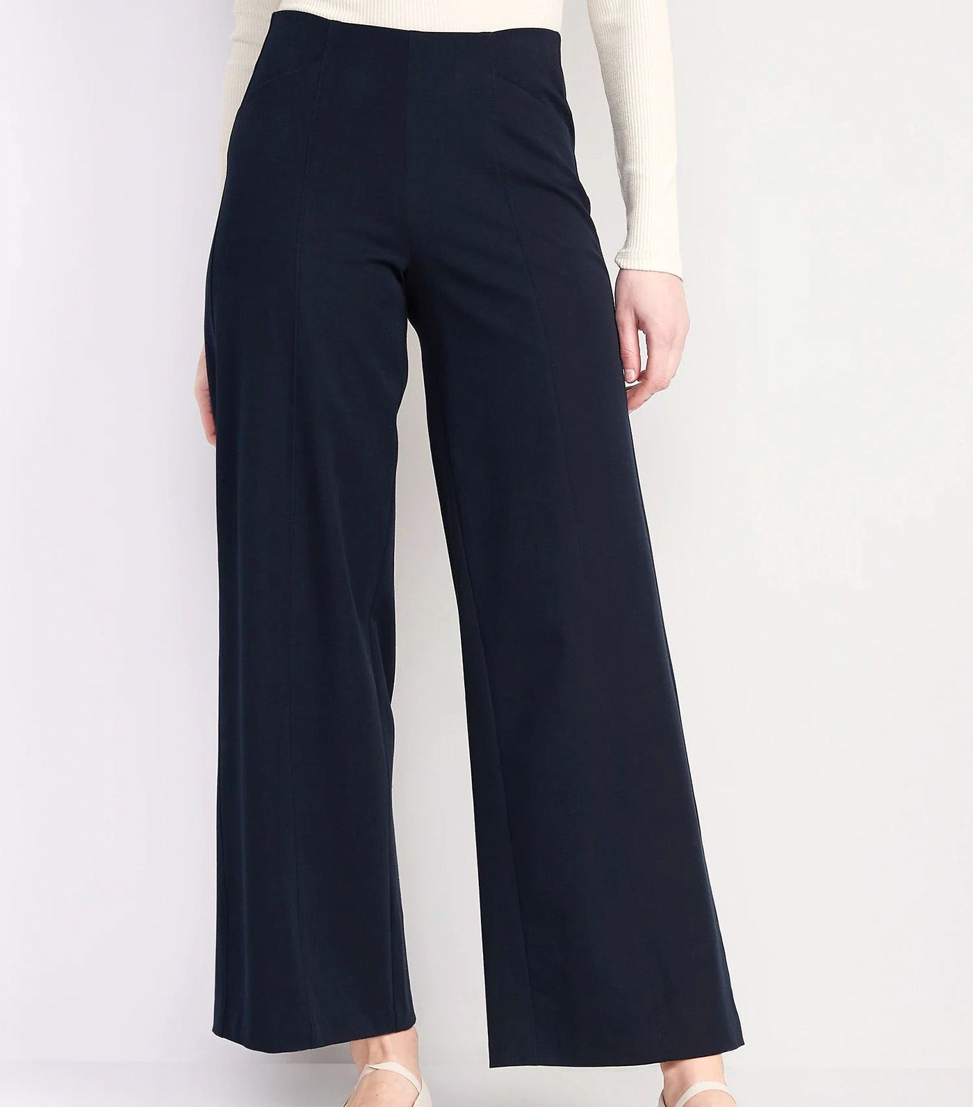 Lauren Ralph Lauren Women's Micro-Sanded Twill Belted Wide-Leg Pants Navy