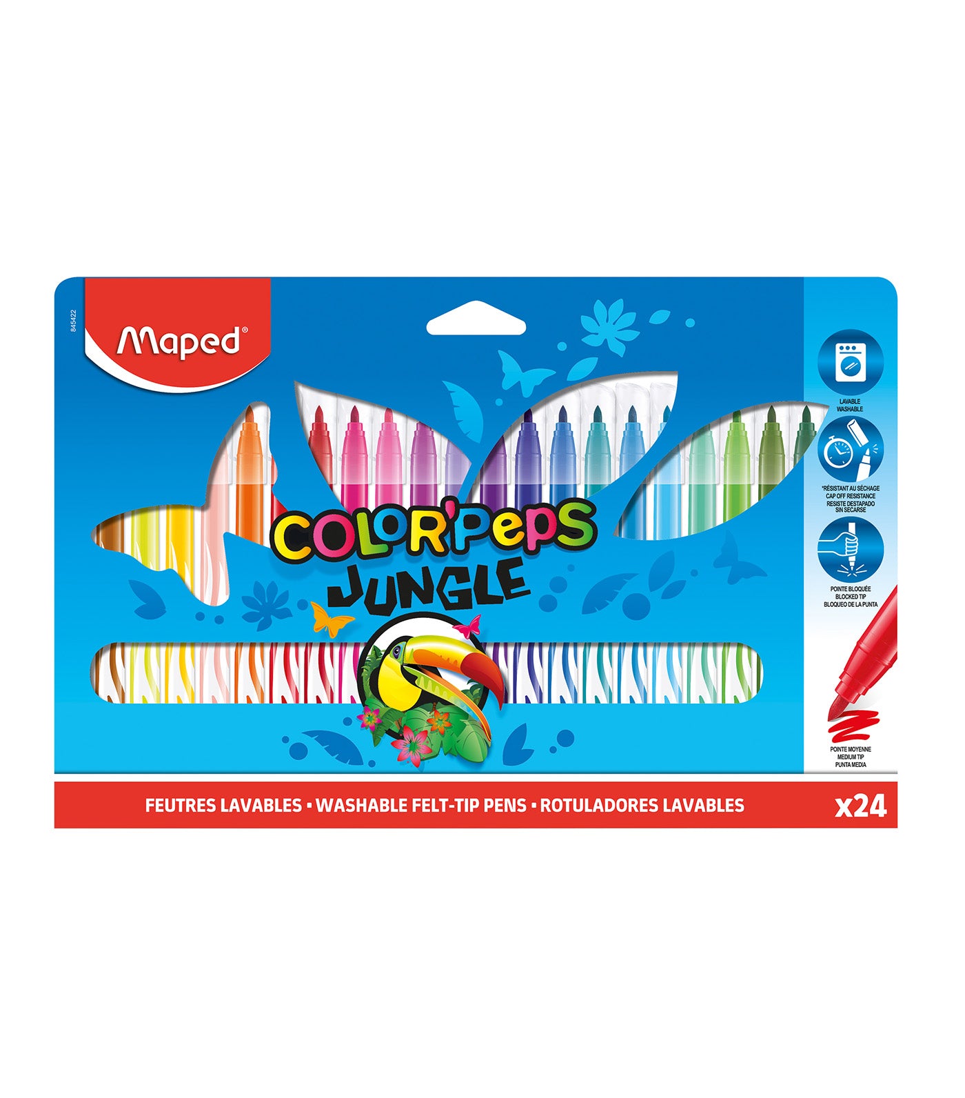 Lot de 18 feutres ultra lavables Color'Peps Long Life - MAPED - Drawin'Kids