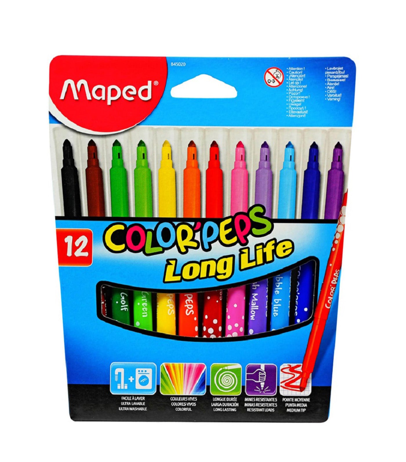 Maped, Crayons de couleur triangulaire, Feutres, Multi pack de 27,  COLOR'PEPS, 897412