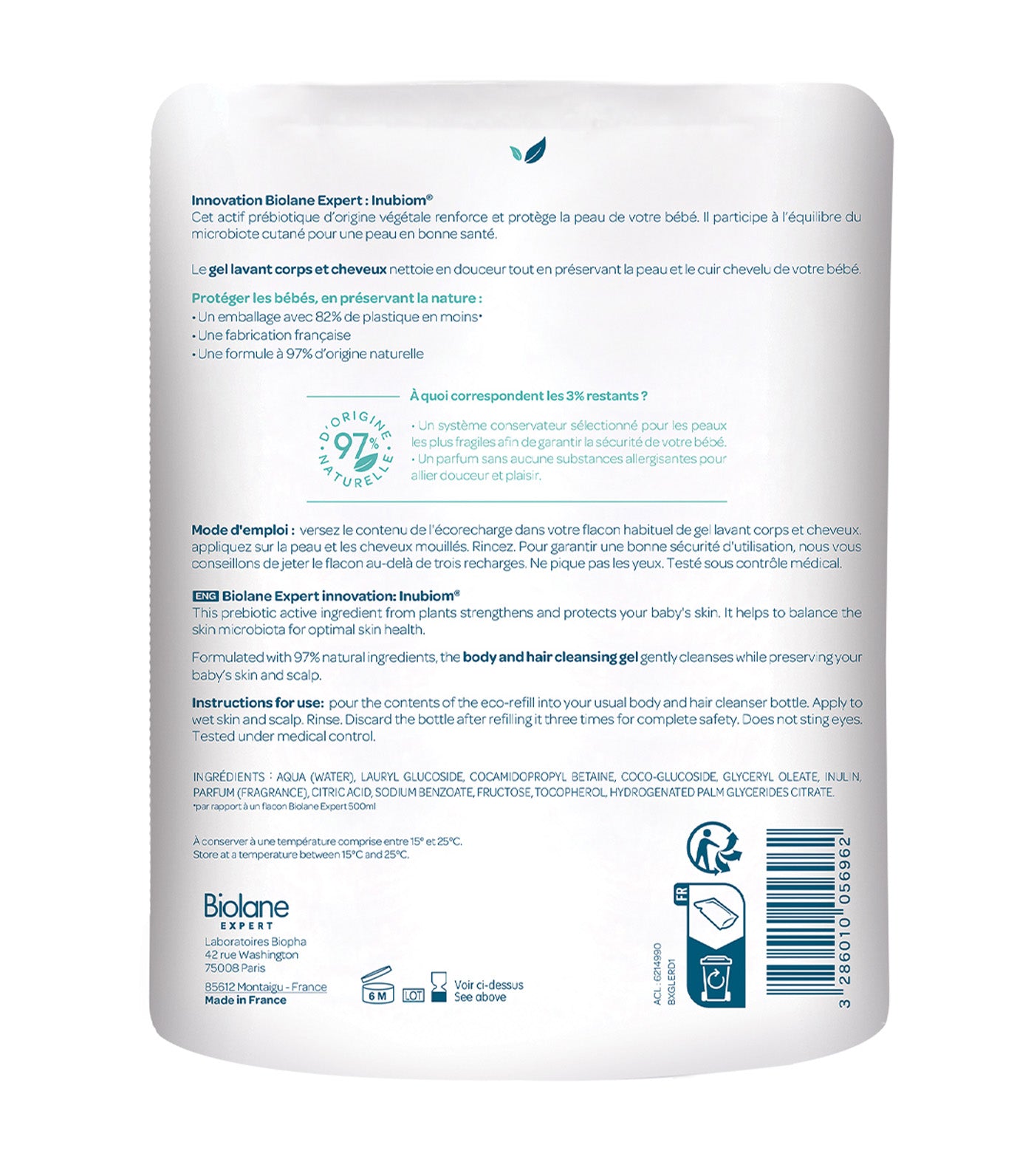 Biolane Pure H2O Rinse Free Cleanser (750 ML) – Building Roots PH