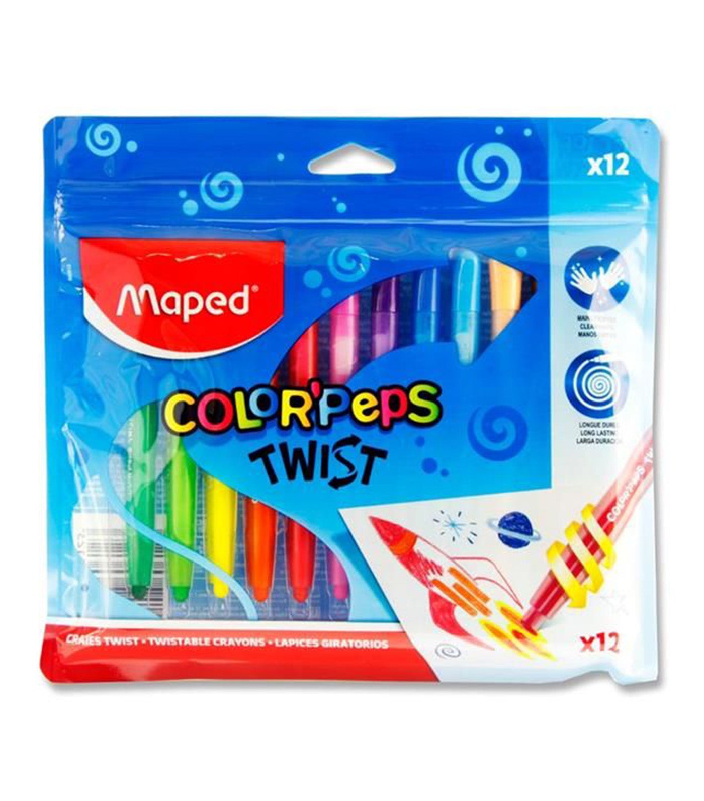 Maped Color`Peps Crayons de Couleur Maxi pour Enfants, Premiers Crayons de  Coloriage pour Bébé +2 ans - Boîte de 18 crayons Jumbo