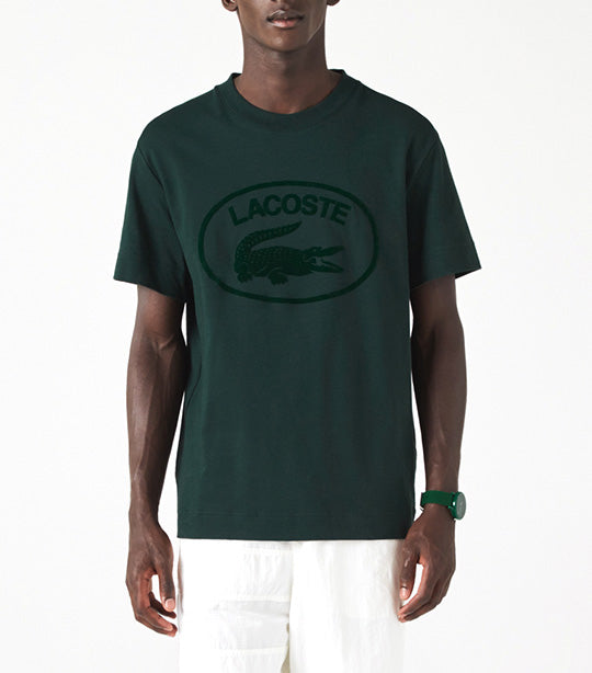 Lacoste Men\'s Holiday Relaxed Fit Oversized Crocodile T-Shirt Flamingo