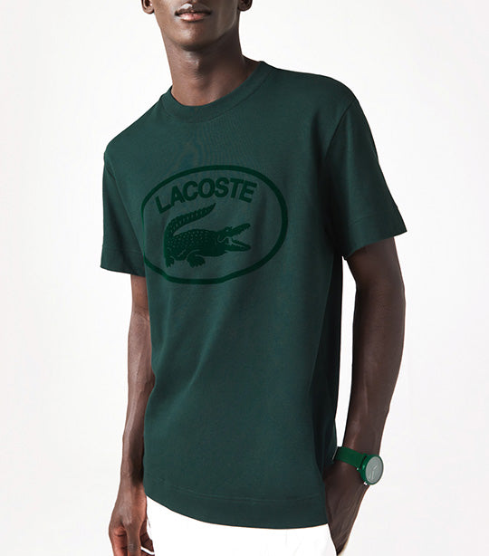 Lacoste Men's Holiday Relaxed Fit Oversized Crocodile T-Shirt Flamingo