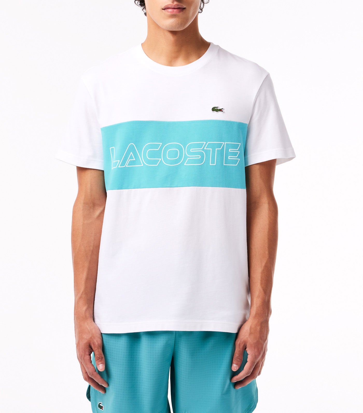 Lacoste Lacoste Regular Fit Printed Colourblock T-Shirt Sequoia/Abysm