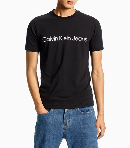 Calvin Klein Embossed Institutional Logo Organic Cotton Tee cK Black