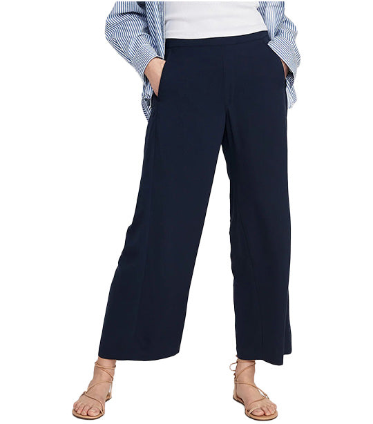 Lauren Ralph Lauren Women's Micro-Sanded Twill Belted Wide-Leg Pants Navy