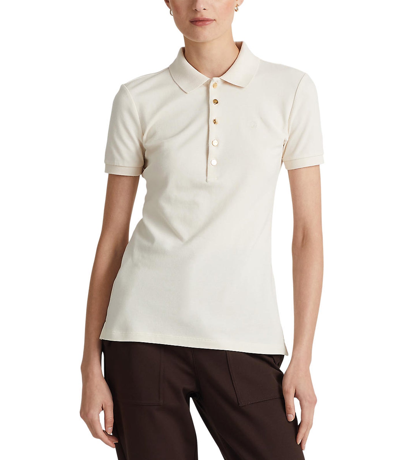 Lauren Ralph Lauren Women's Beaded-Crest Piqué Polo Shirt - Macy's