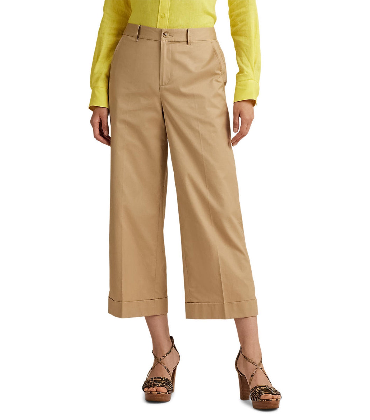 Lauren Ralph Lauren Women's Micro-Sanded Twill Belted Wide-Leg Pants Navy