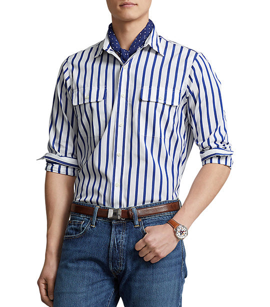 Polo Ralph Lauren Classic Fit Indigo Striped Workshirt - Macy's