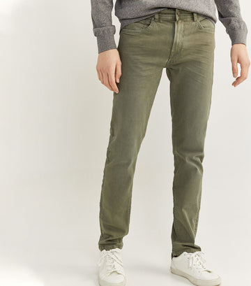 Slim Fit Washed Five-Pocket Trousers Green