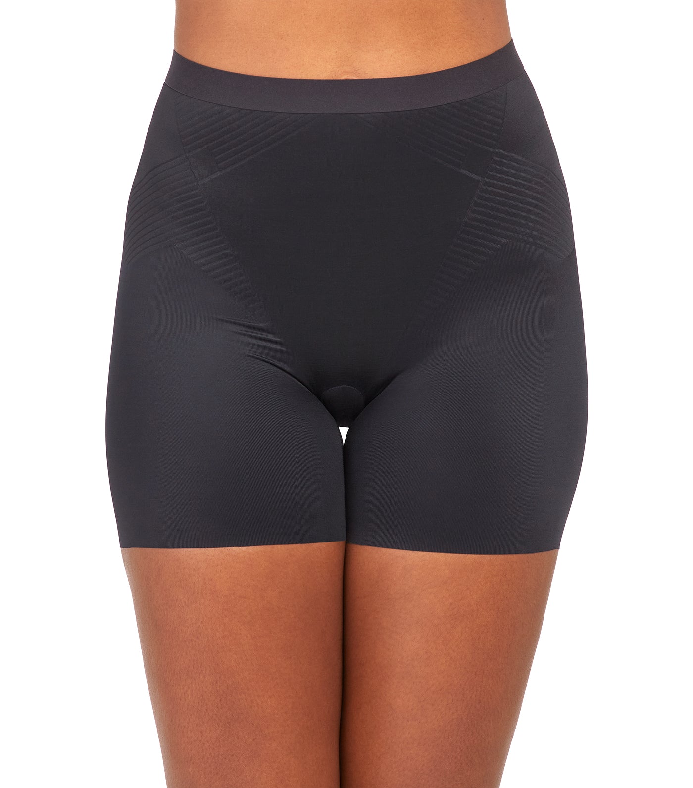 Spanx Oncore High-waisted Mid-thigh Shorts In Black